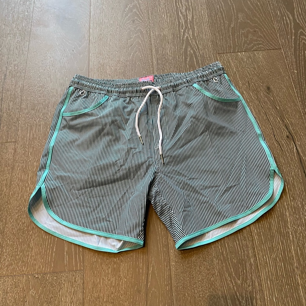 Men’s striped swim trunks